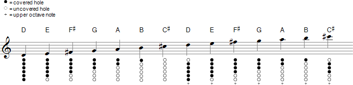 Fingering Chart for D Tin Whistle