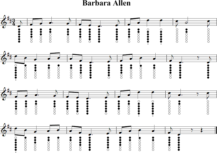Barbara Allen Sheet Music for Tin Whistle