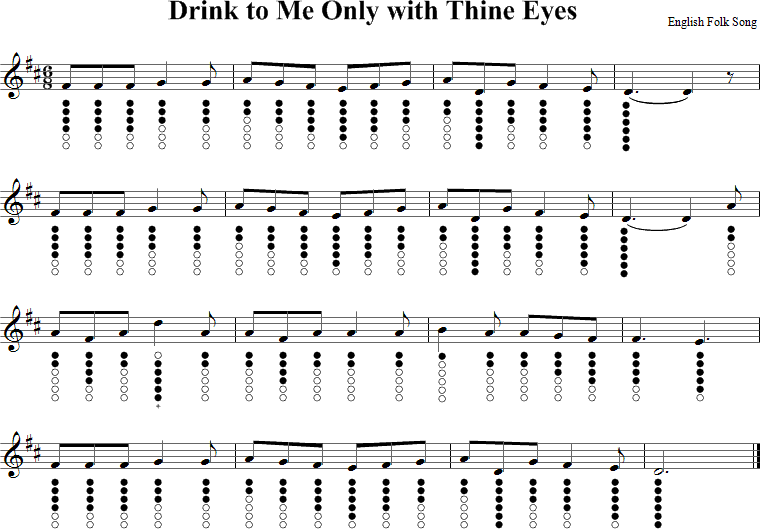 Drink to Me Only with Thine Eyes Sheet Music for Tin Whistle