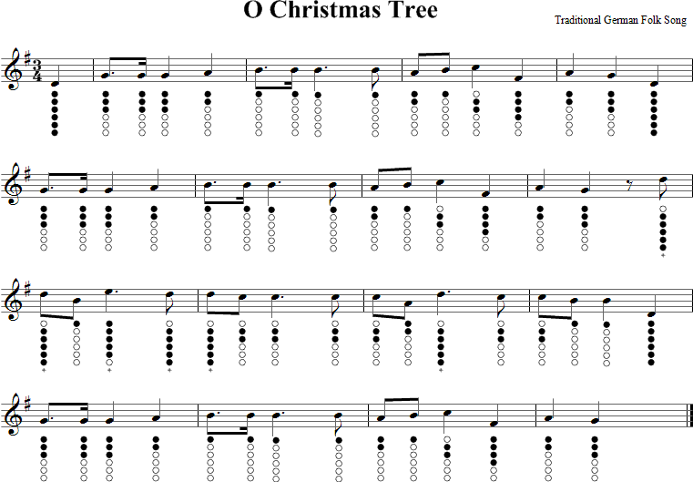 O Christmas Tree Sheet Music for Tin Whistle