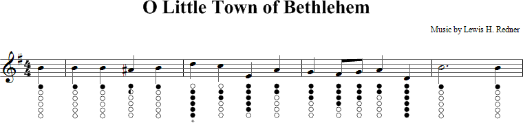 O Little Town of Bethlehem Sheet Music for Tin Whistle