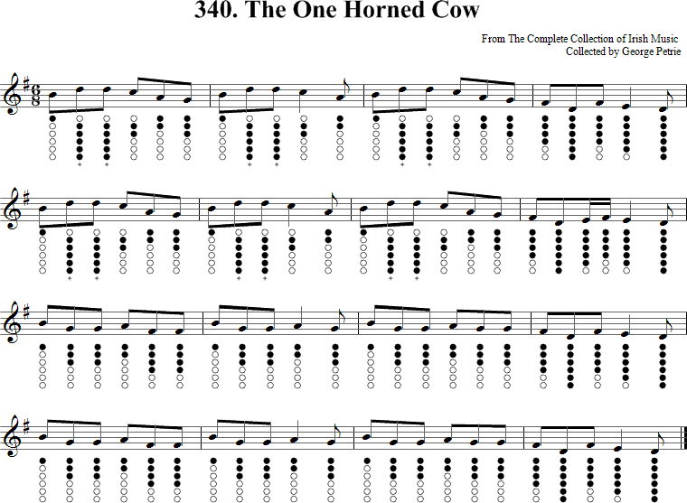 The One-Horned Cow Sheet Music for Tin Whistle